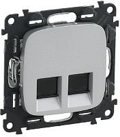 Розетка компьютерная без рамки Legrand Valena Allure 2-м. RJ45+RJ45 6e алюминий картинка